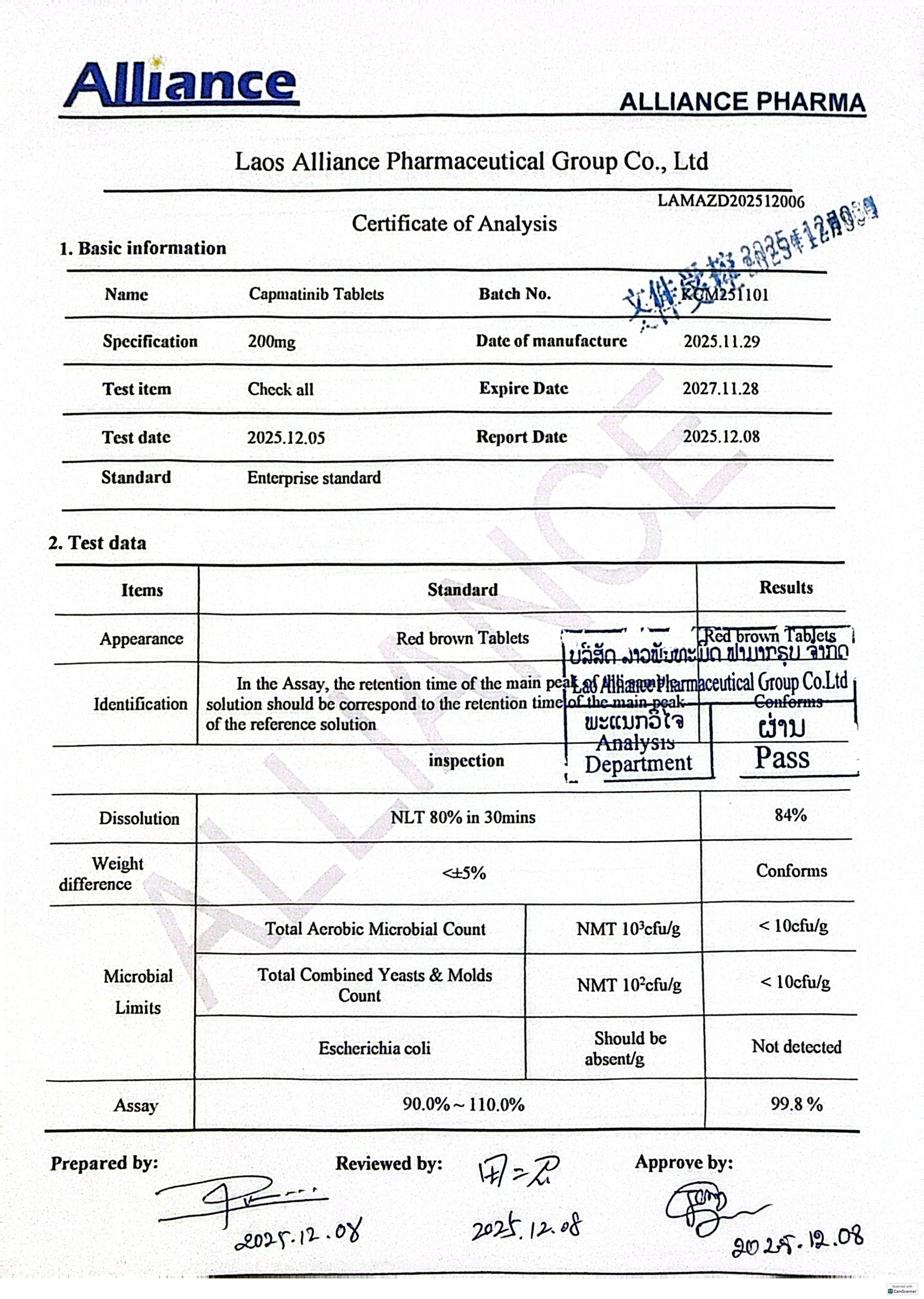 卡帕塞替尼片Capivasertib 200mg